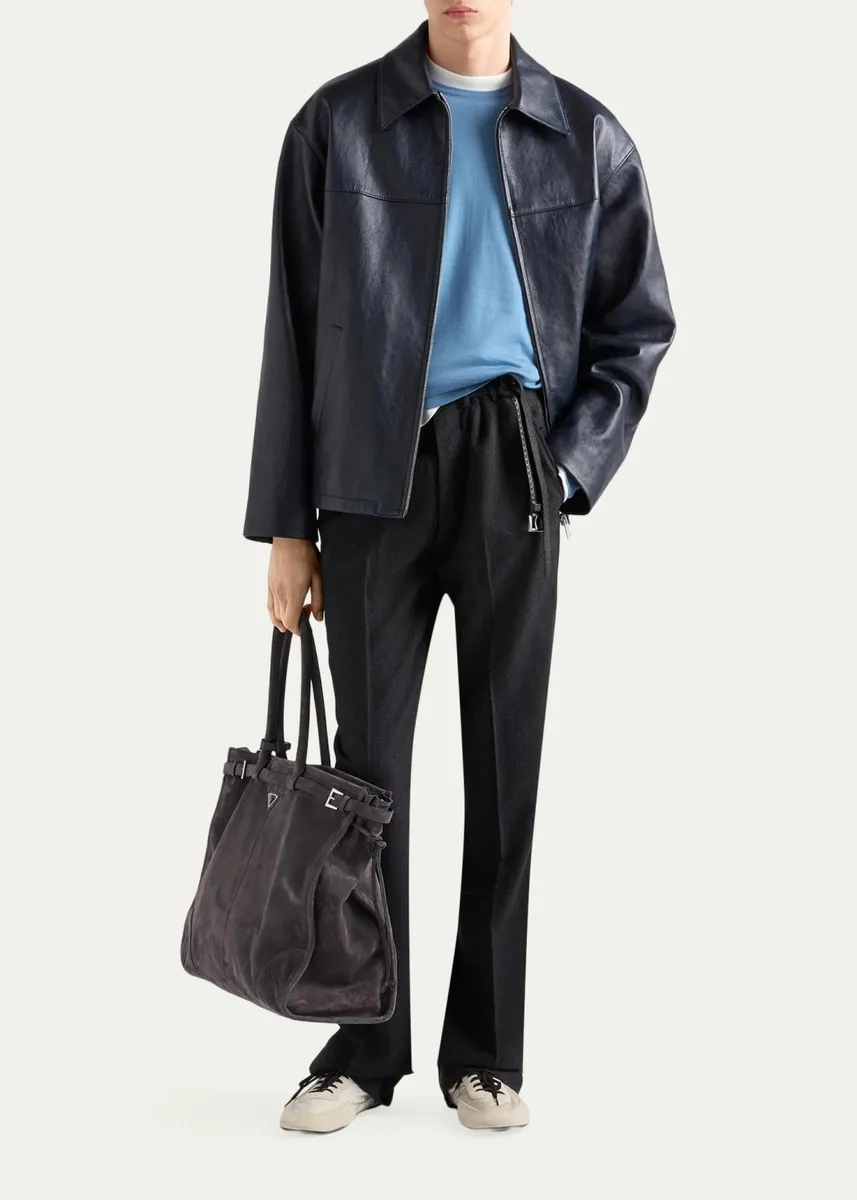 Prada Men's Superfine Wool Crewneck Sweater | Thumbnail 2 Prada Men's Superfine Wool Crewneck Sweater | Thumbnail 2