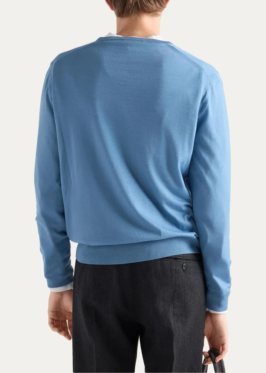 Prada Men's Superfine Wool Crewneck Sweater | Thumbnail 3 Prada Men's Superfine Wool Crewneck Sweater | Thumbnail 3