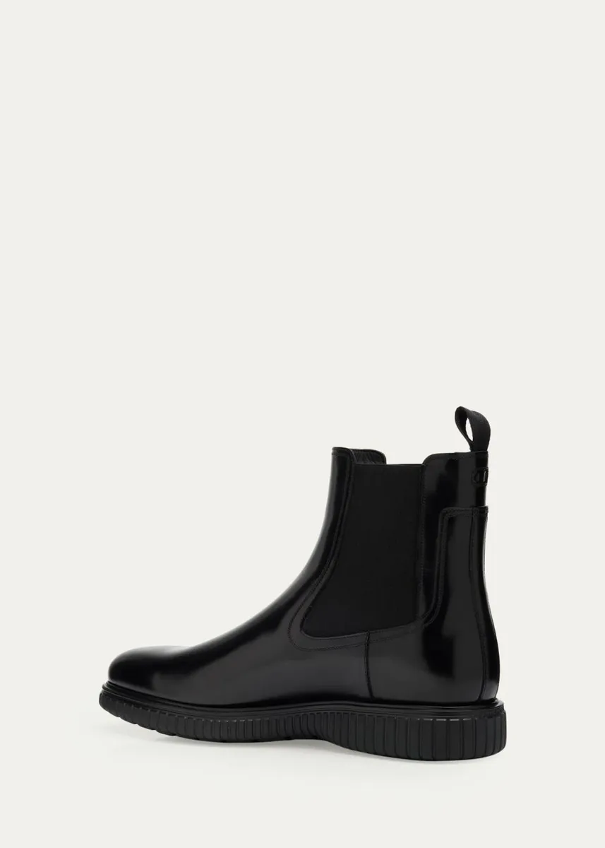 Ferragamo Men's Santo Leather Rubber-Sole Chelsea Boots | Thumbnail 2