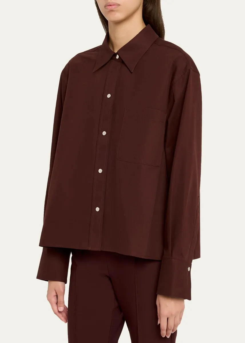 Vince Cotton Metal-Snap Long-Sleeve Shirt | Thumbnail 4