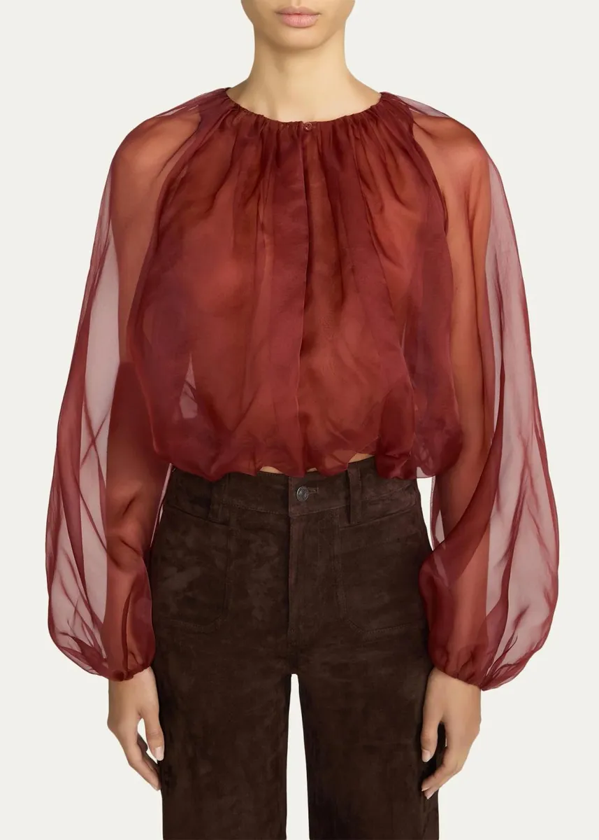 Frame The Sheer Balloon Blouse | Thumbnail 4 Frame The Sheer Balloon Blouse | Thumbnail 4