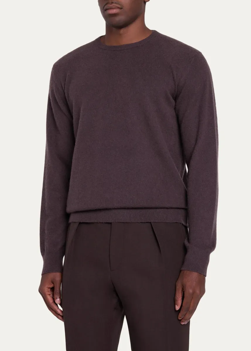 Massimo Alba Men's Brushed Cashmere Crewneck Sweater | Thumbnail 4 Massimo Alba Men's Brushed Cashmere Crewneck Sweater | Thumbnail 4