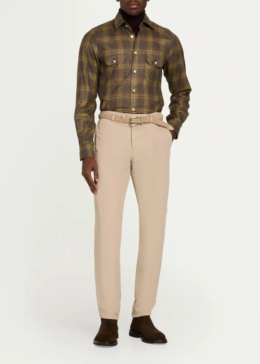 Kiton Men's Cashmere Plaid Overshirt | Thumbnail 2