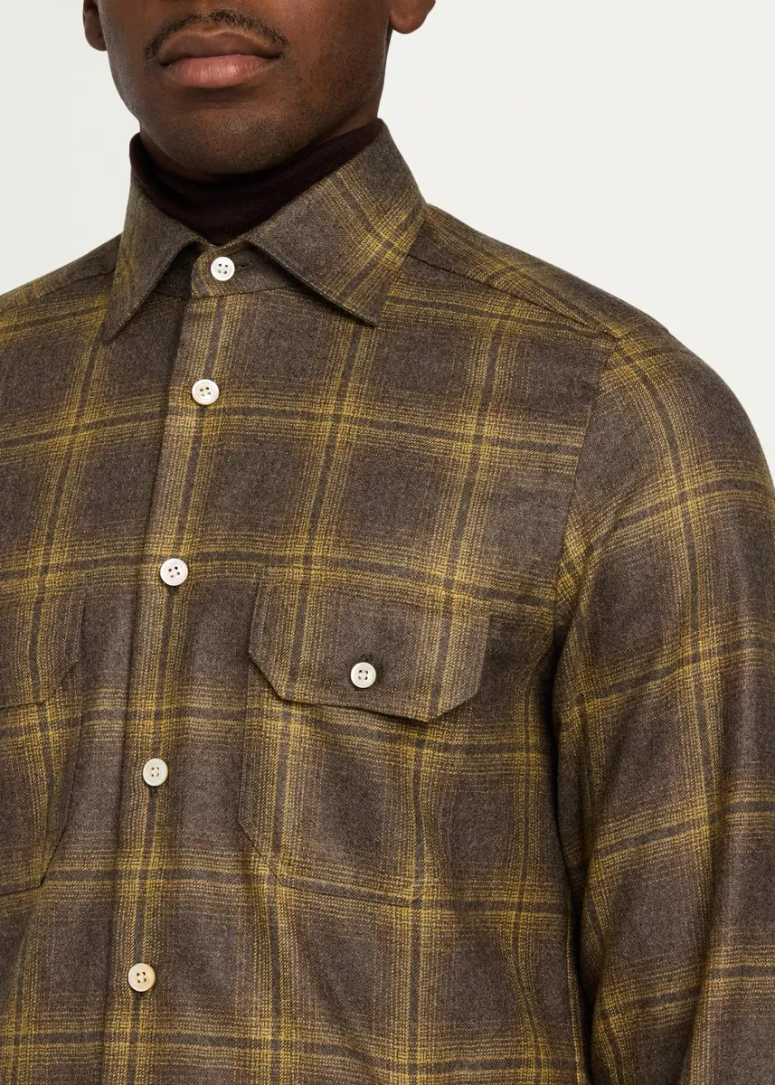 Kiton Men's Cashmere Plaid Overshirt | Thumbnail 5