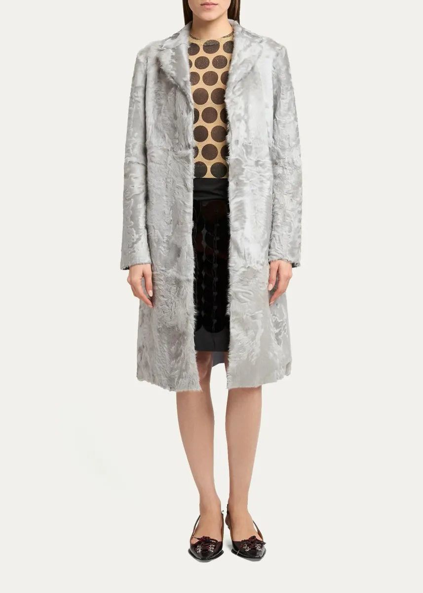Marni Single-Breasted Lamb Shearling Knee-Length Coat | Thumbnail 2 Marni Single-Breasted Lamb Shearling Knee-Length Coat | Thumbnail 2