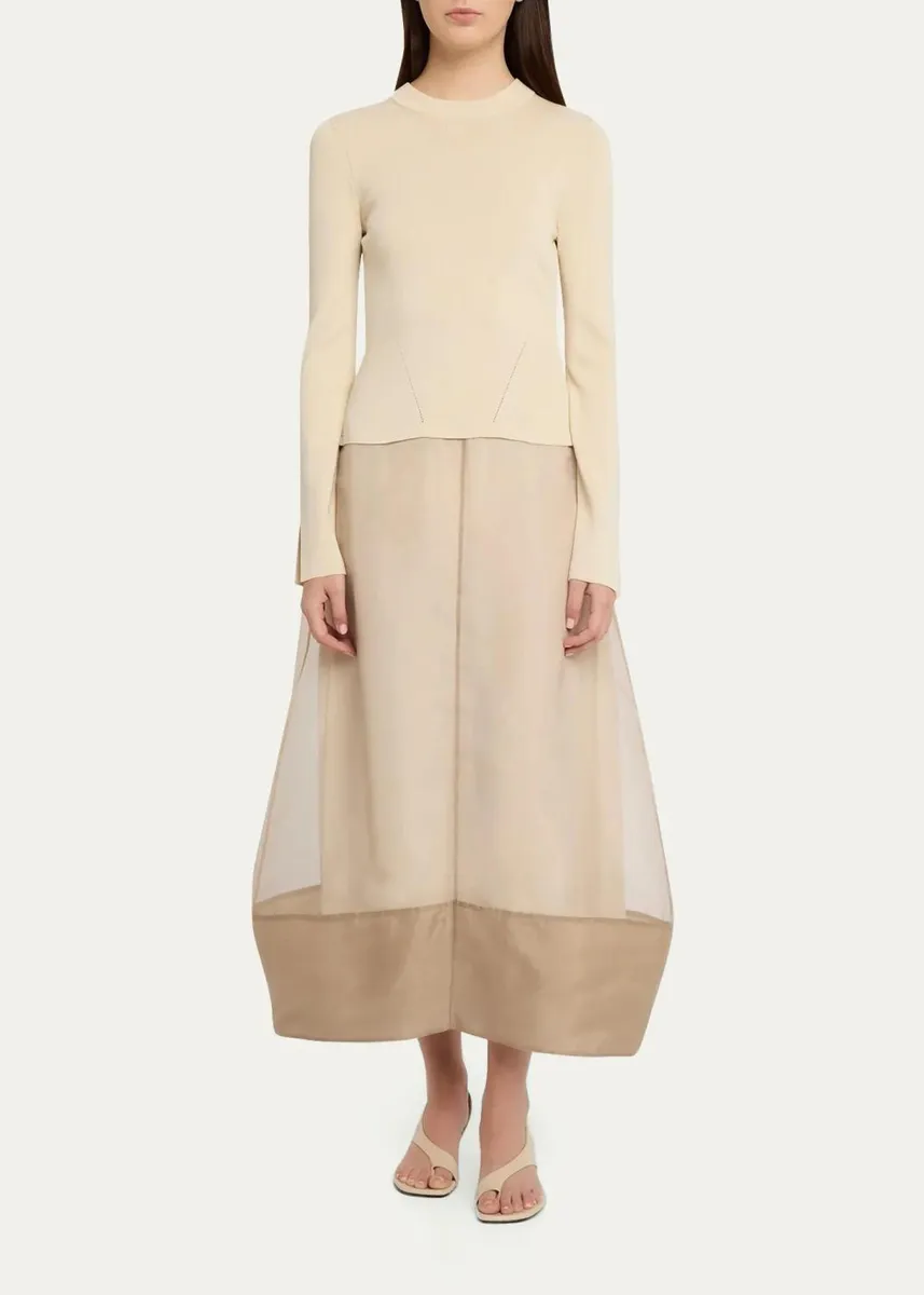 Simkhai Maril Mixed Media Bubble Midi Dress | Thumbnail 2 Simkhai Maril Mixed Media Bubble Midi Dress | Thumbnail 2