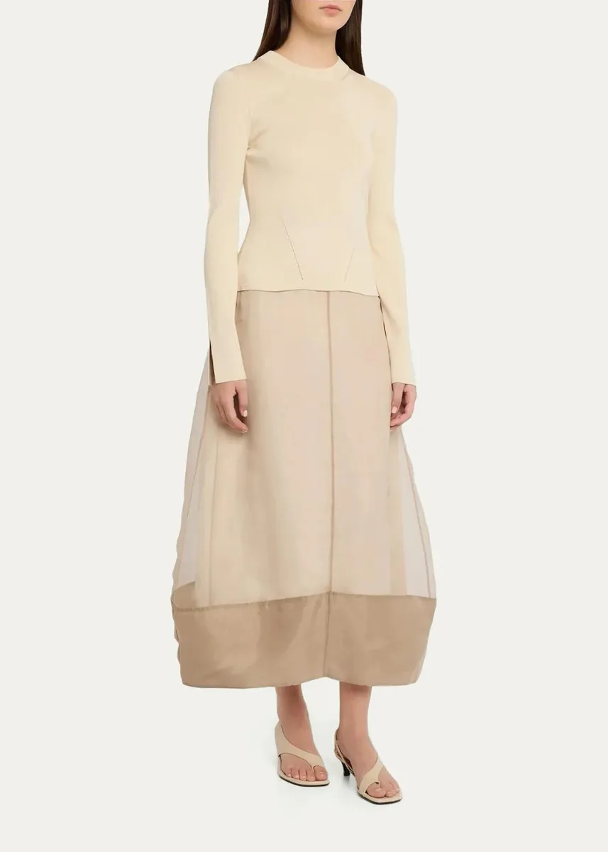Simkhai Maril Mixed Media Bubble Midi Dress | Thumbnail 4 Simkhai Maril Mixed Media Bubble Midi Dress | Thumbnail 4