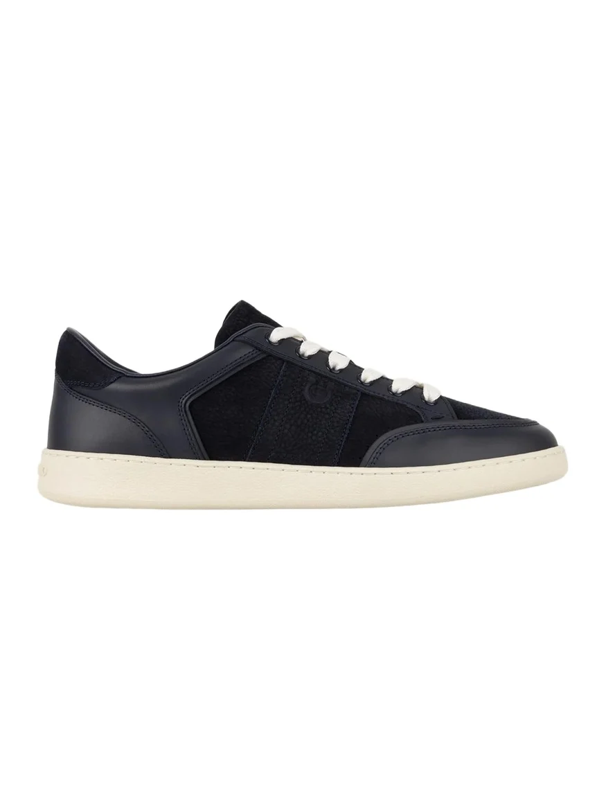 Ferragamo Men's Sergio Leather Gancio Low-Top Sneakers