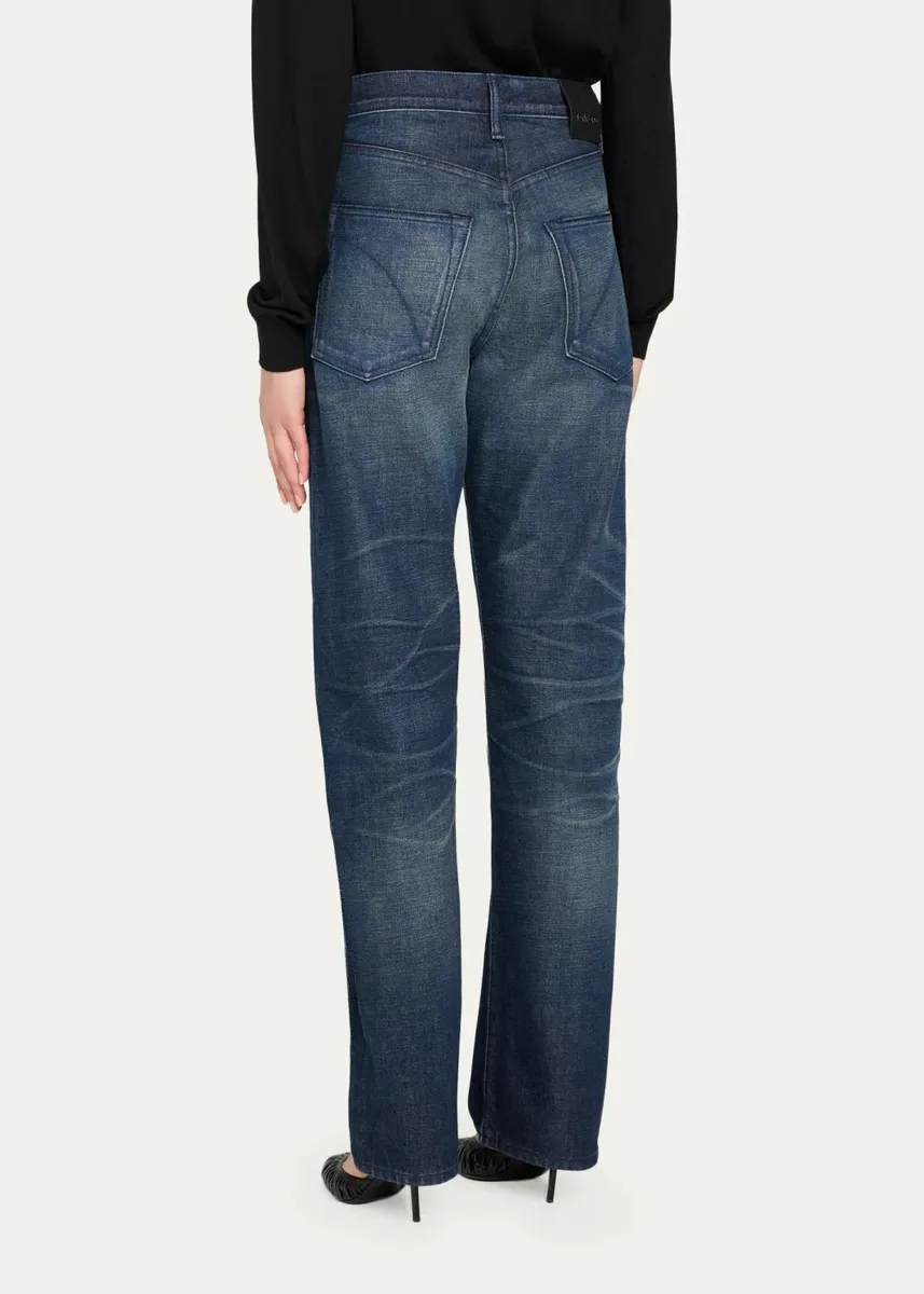 Tom Ford Low-Waist Stonewashed Denim Straight-Leg Boyfriend Pants | Thumbnail 3 Tom Ford Low-Waist Stonewashed Denim Straight-Leg Boyfriend Pants | Thumbnail 3