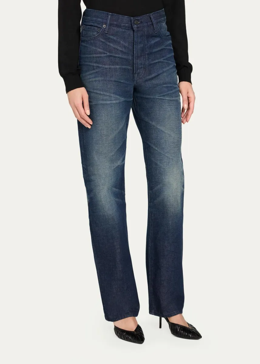 Tom Ford Low-Waist Stonewashed Denim Straight-Leg Boyfriend Pants | Thumbnail 4 Tom Ford Low-Waist Stonewashed Denim Straight-Leg Boyfriend Pants | Thumbnail 4