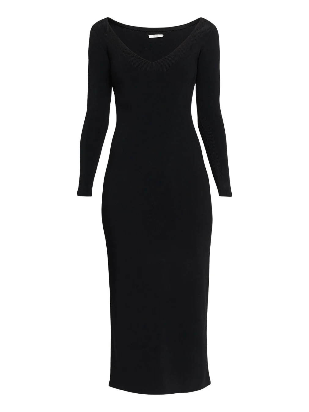 Lottie Wide V-Neck Ribbed Long-Sleeve Midi Dress Lottie Wide V-Neck Ribbed Long-Sleeve Midi Dress