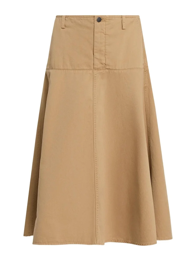 Washed Cotton Twill Full Midi Skirt Washed Cotton Twill Full Midi Skirt