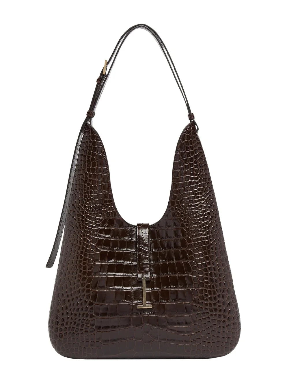 Kara Croc-Embossed Leather Hobo Bag