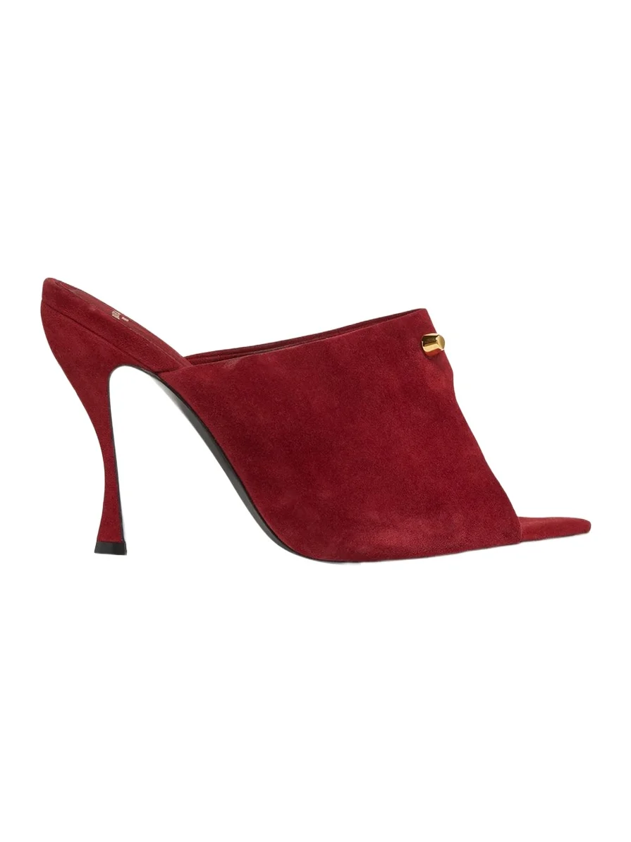 Balenciaga 95mm Suede Peep-Toe Mules