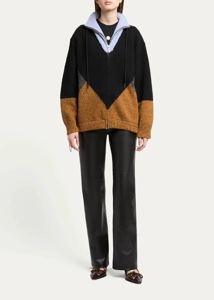 Marni Colorblock Wool-Cashmere Drawstring Zip Jacket | Thumbnail 2 Marni Colorblock Wool-Cashmere Drawstring Zip Jacket | Thumbnail 2