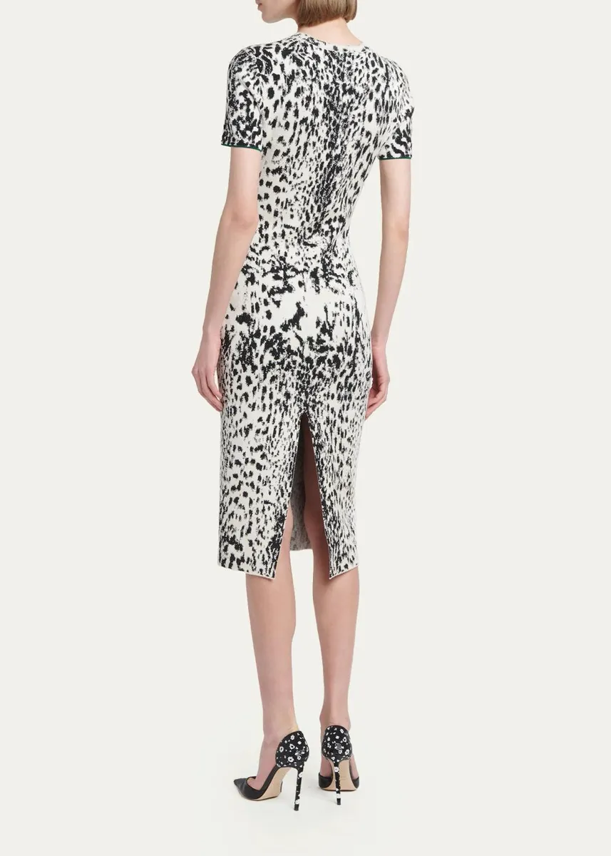 Tom Ford Lynx Jacquard Compact Knit Short-Sleeve Midi Dress | Thumbnail 3 Tom Ford Lynx Jacquard Compact Knit Short-Sleeve Midi Dress | Thumbnail 3