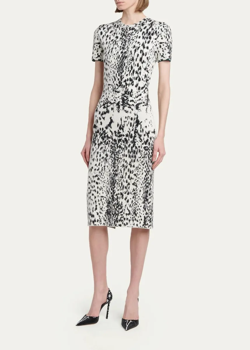 Tom Ford Lynx Jacquard Compact Knit Short-Sleeve Midi Dress | Thumbnail 4 Tom Ford Lynx Jacquard Compact Knit Short-Sleeve Midi Dress | Thumbnail 4
