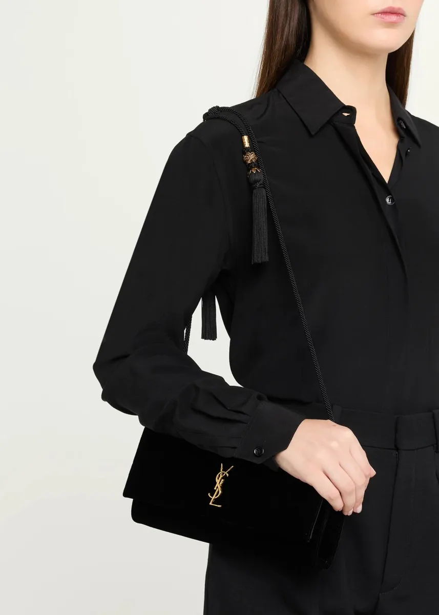 Saint Laurent Kate YSL Velvet Shoulder Bag | Thumbnail 2
