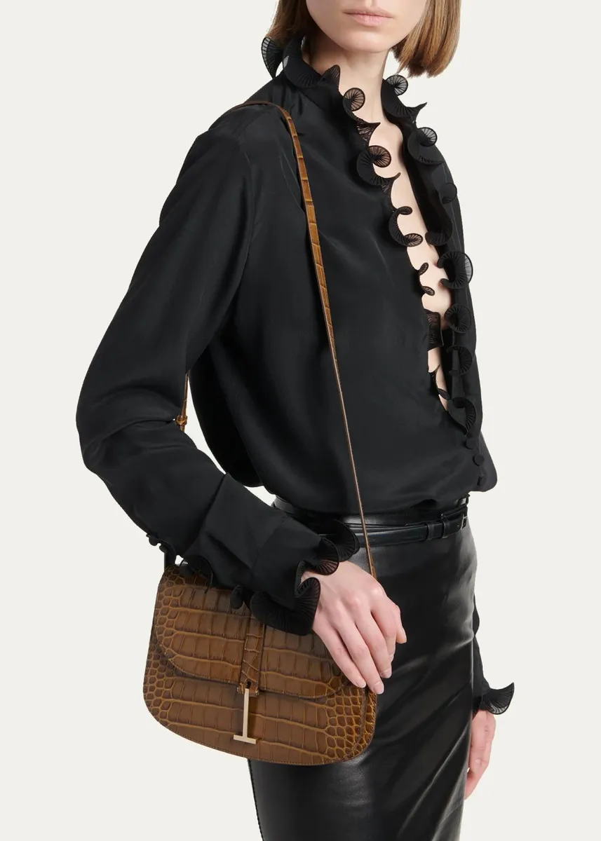 Tom Ford Kara Small Croc-Embossed Leather Crossbody Bag | Thumbnail 2