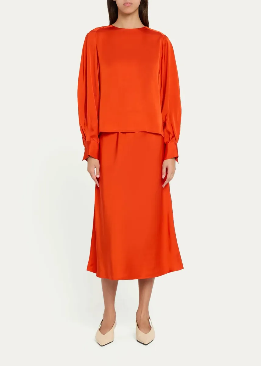 Vince Satin Tie-Neck Raglan Top | Thumbnail 2 Vince Satin Tie-Neck Raglan Top | Thumbnail 2