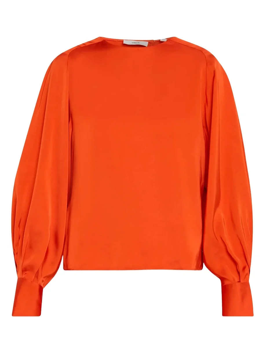 Satin Tie-Neck Raglan Top