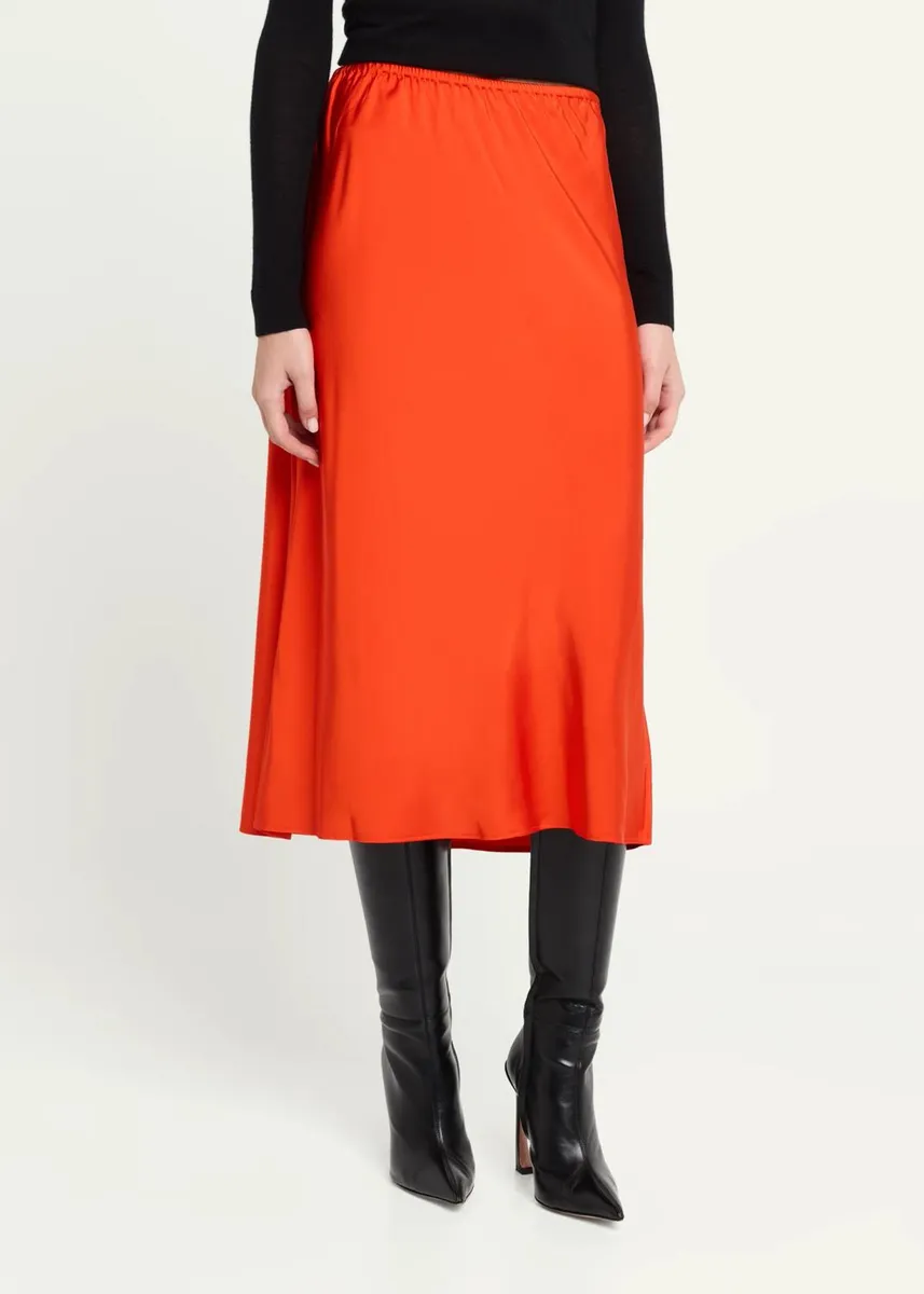 Vince Pull-On Satin Slip Skirt | Thumbnail 4 Vince Pull-On Satin Slip Skirt | Thumbnail 4