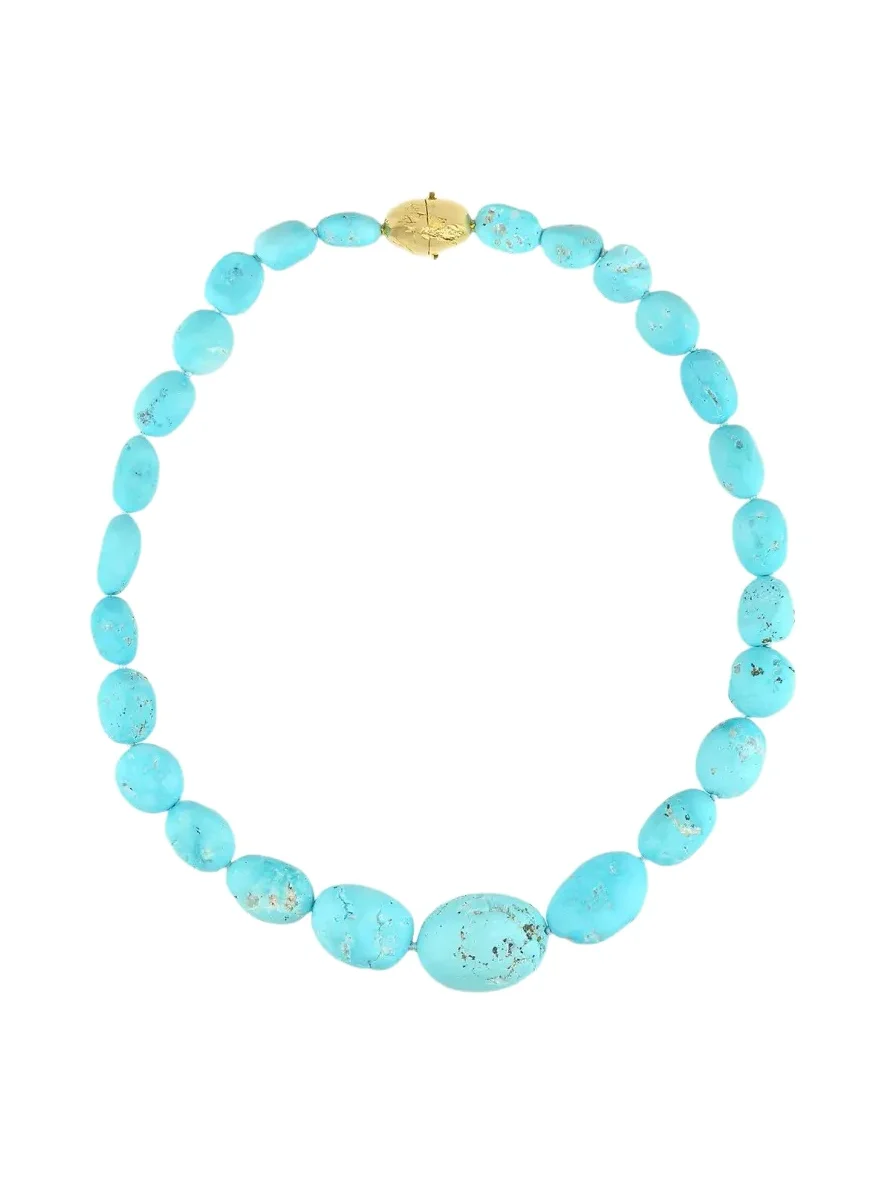 18K Yellow Gold Graduated Turquoise Necklace 18K Yellow Gold Graduated Turquoise Necklace
