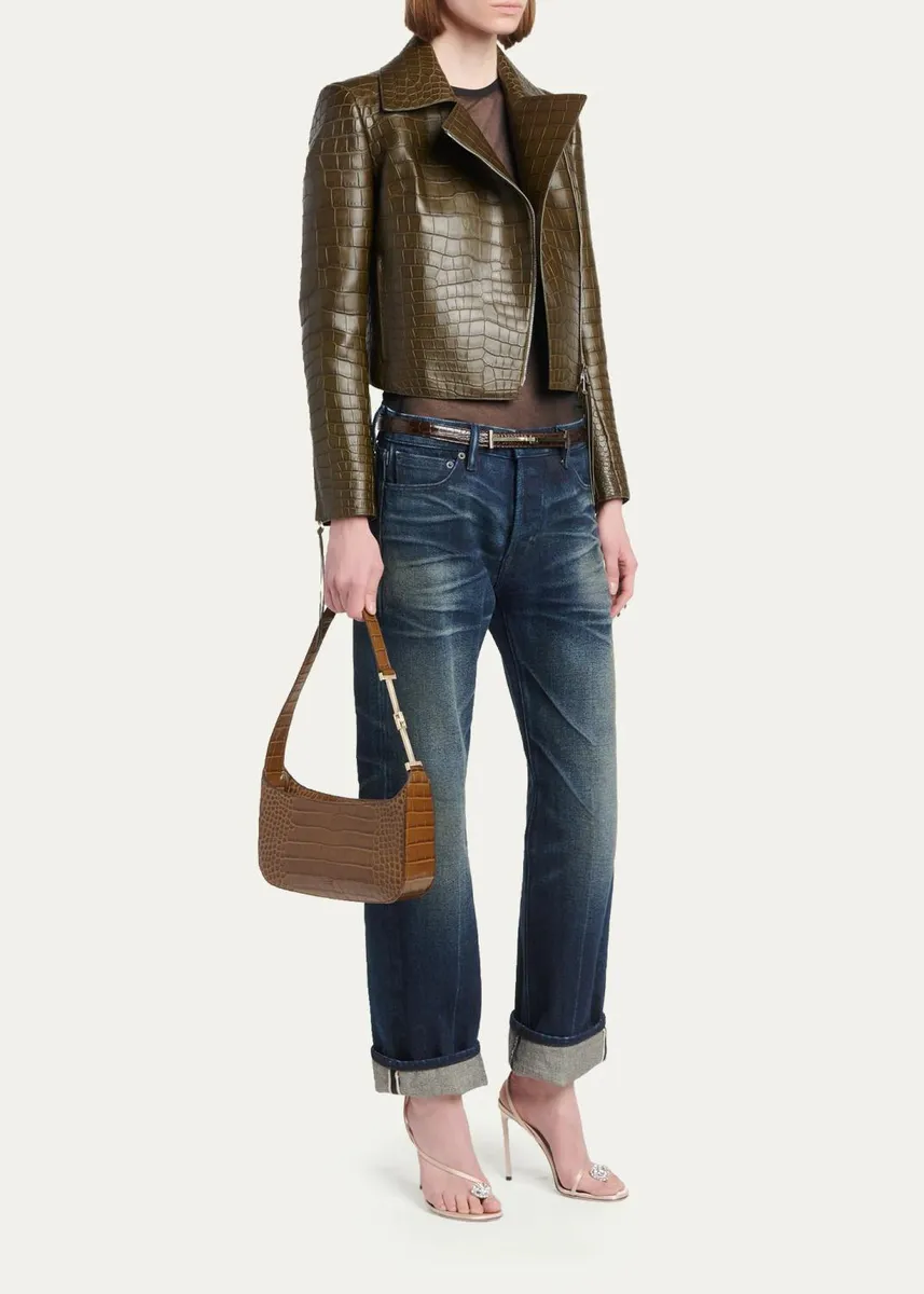 Tom Ford Arc Small Croc-Embossed Leather Shoulder Bag | Thumbnail 5