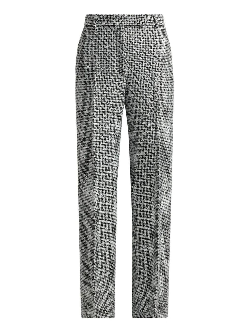 Sequined Broken Chevron Tweed Wide-Leg Tailored Pants