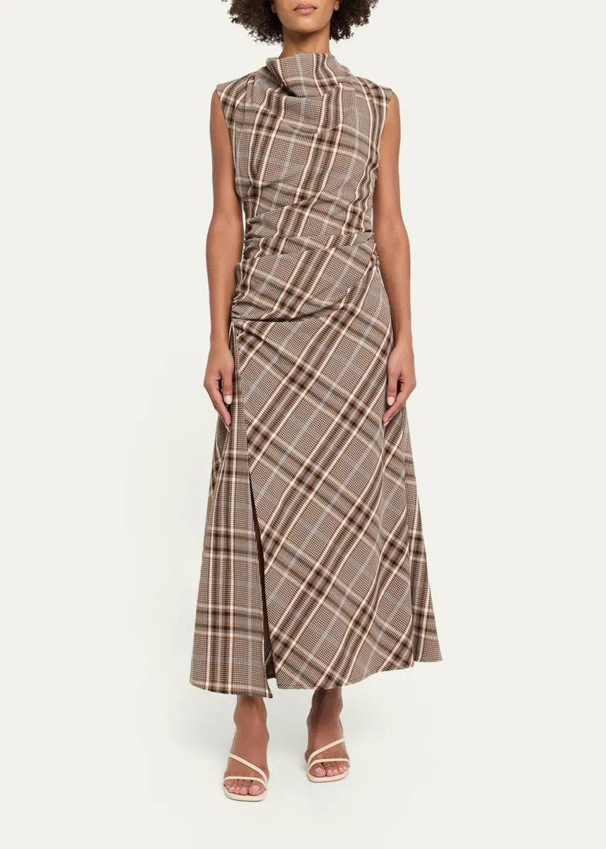 Simkhai Burke Plaid Cowl-Neck Maxi Dress | Thumbnail 2 Simkhai Burke Plaid Cowl-Neck Maxi Dress | Thumbnail 2