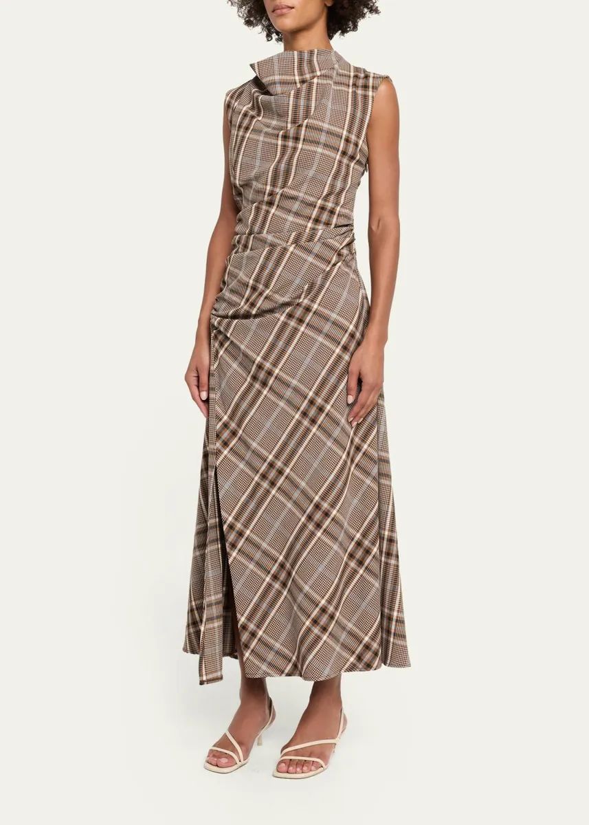 Simkhai Burke Plaid Cowl-Neck Maxi Dress | Thumbnail 4 Simkhai Burke Plaid Cowl-Neck Maxi Dress | Thumbnail 4