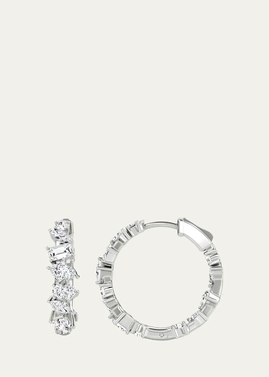 VRAI 14K White Gold Lab-Grown Diamond Mix Shape Hoop Earrings | Thumbnail 3