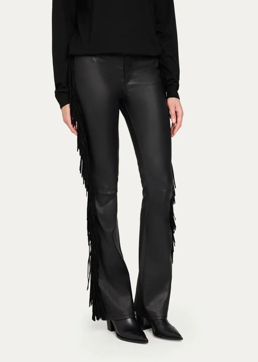 Sprwmn Micro Flare Suede Fringe Leather Pants | Thumbnail 4 Sprwmn Micro Flare Suede Fringe Leather Pants | Thumbnail 4