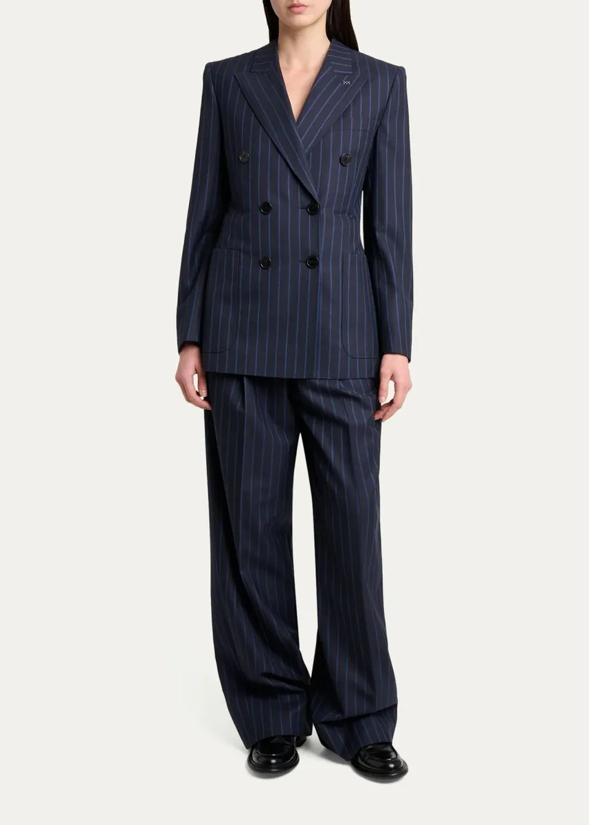 Givenchy Striped Pleated Wool-Cashmere Pants | Thumbnail 2 Givenchy Striped Pleated Wool-Cashmere Pants | Thumbnail 2