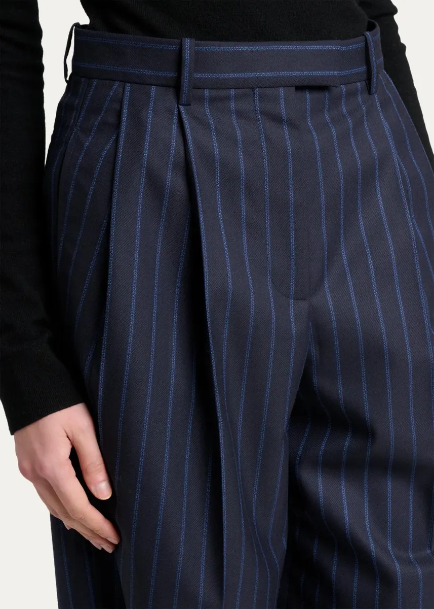Givenchy Striped Pleated Wool-Cashmere Pants | Thumbnail 5 Givenchy Striped Pleated Wool-Cashmere Pants | Thumbnail 5