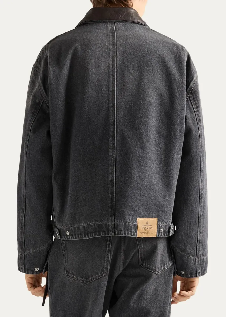 Prada Men's Denim Blouson Jacket | Thumbnail 3 Prada Men's Denim Blouson Jacket | Thumbnail 3
