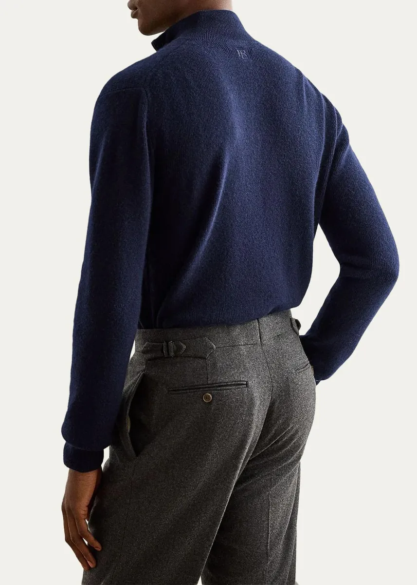 Ralph Lauren Purple Label Men's Textured Cashmere Quarter-Zip Sweater | Thumbnail 3 Ralph Lauren Purple Label Men's Textured Cashmere Quarter-Zip Sweater | Thumbnail 3