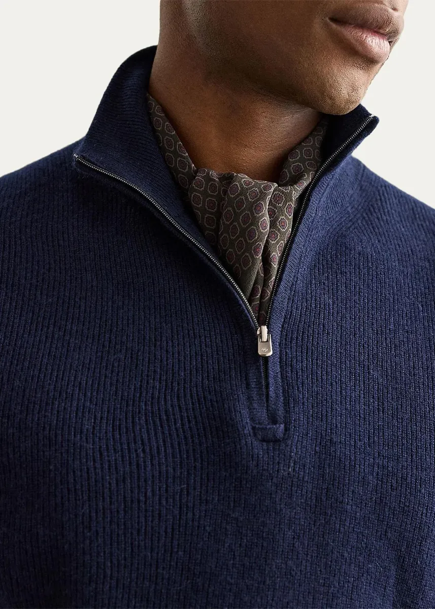 Ralph Lauren Purple Label Men's Textured Cashmere Quarter-Zip Sweater | Thumbnail 5 Ralph Lauren Purple Label Men's Textured Cashmere Quarter-Zip Sweater | Thumbnail 5