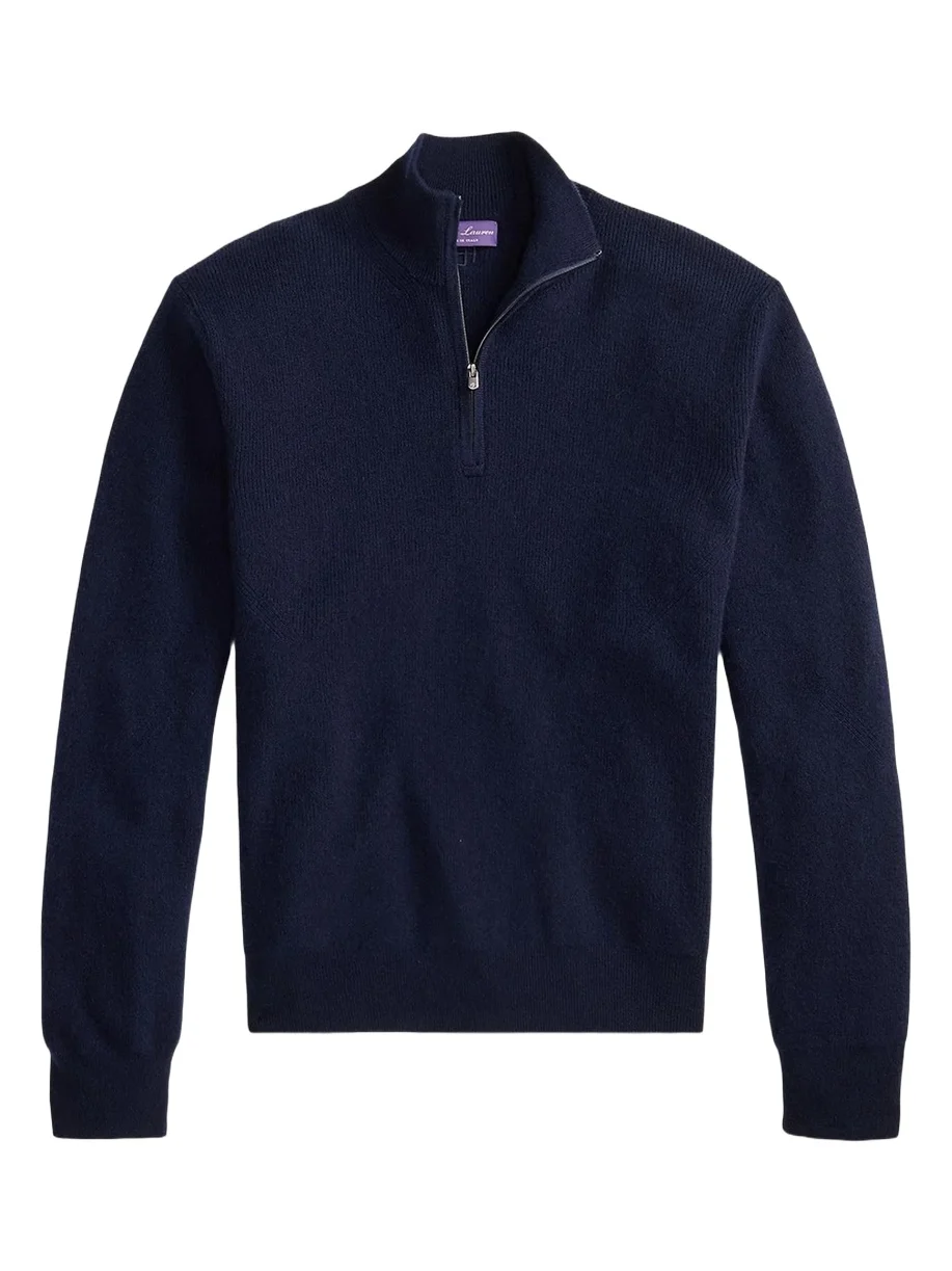 Ralph Lauren Purple Label Men's Textured Cashmere Quarter-Zip Sweater