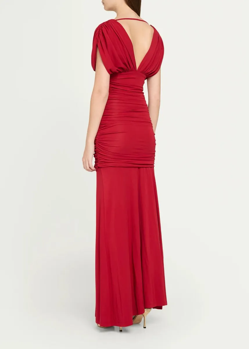 Simkhai Norvelle Ruched Cap-Sleeve Gown | Thumbnail 3