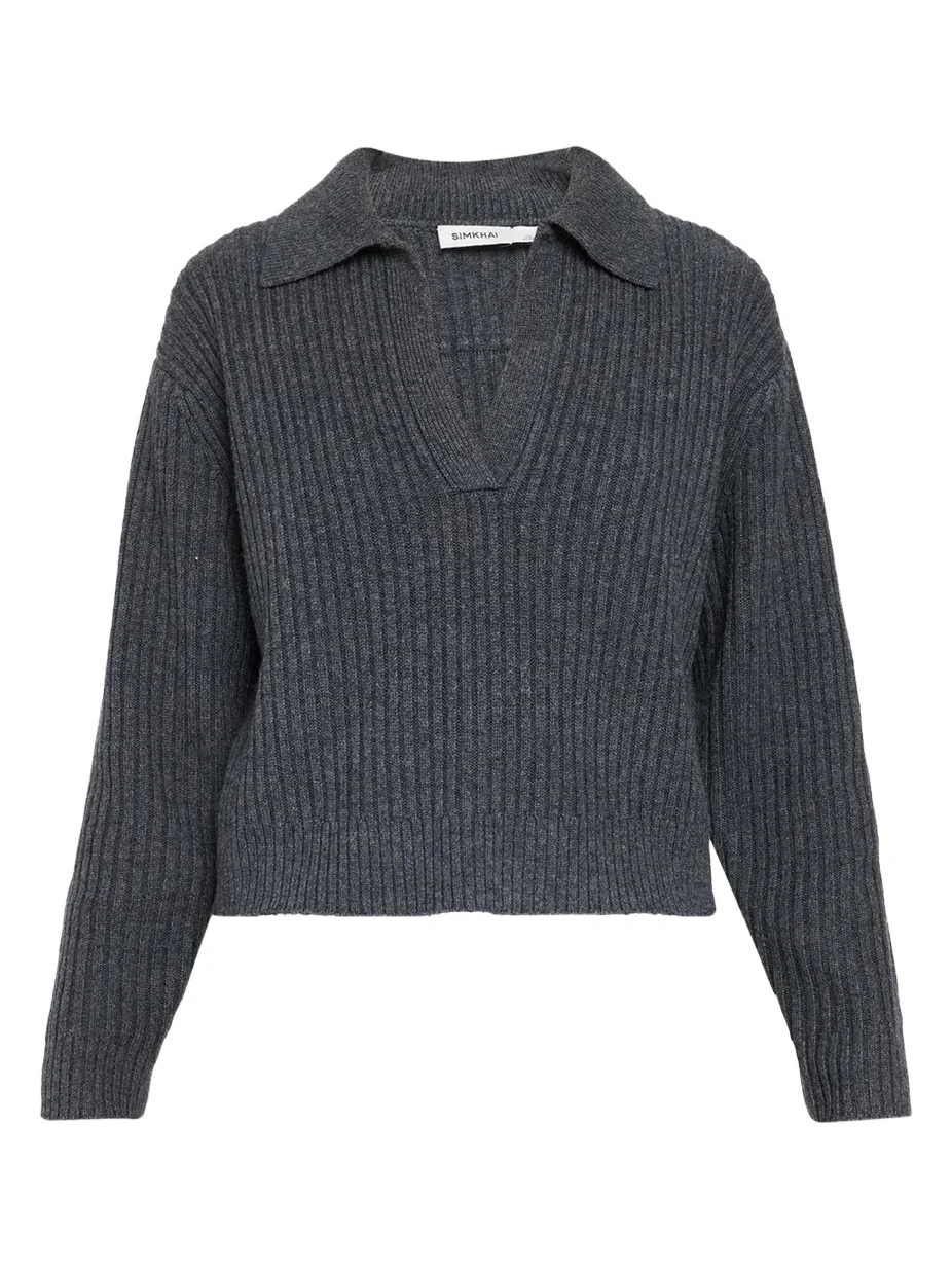 Simkhai Natalia Rib-Knit Fringe Sweater