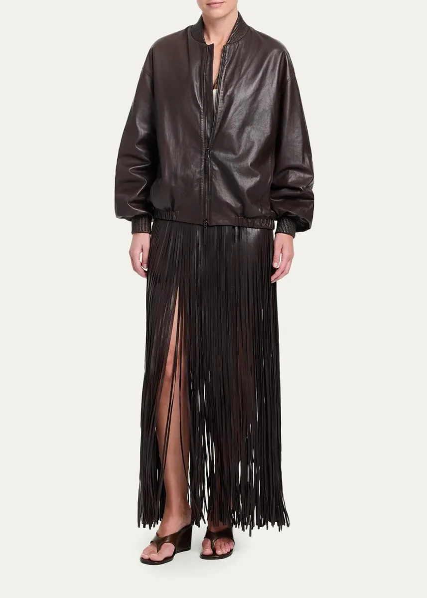 TWP Tangled Up Fringe Leather Skirt | Thumbnail 2