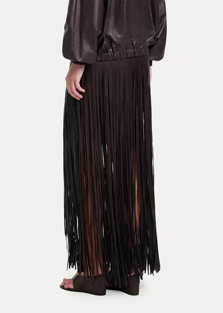 TWP Tangled Up Fringe Leather Skirt | Thumbnail 3