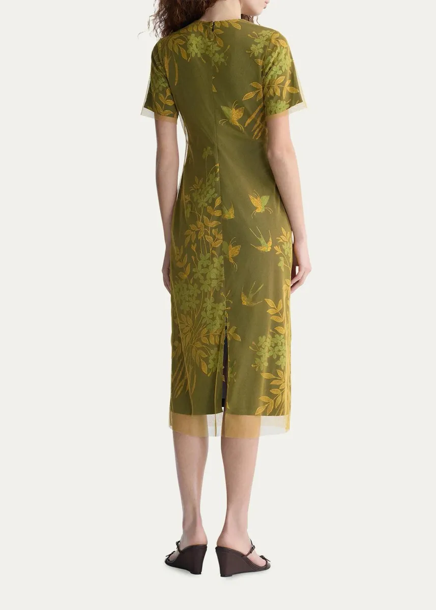 Diane von Furstenberg Olive Embroidered Floral Midi Dress | Thumbnail 3 Diane von Furstenberg Olive Embroidered Floral Midi Dress | Thumbnail 3