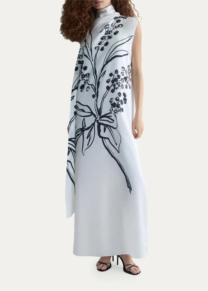 Diane von Furstenberg Saskia Draped Floral Silk Maxi Dress | Thumbnail 4