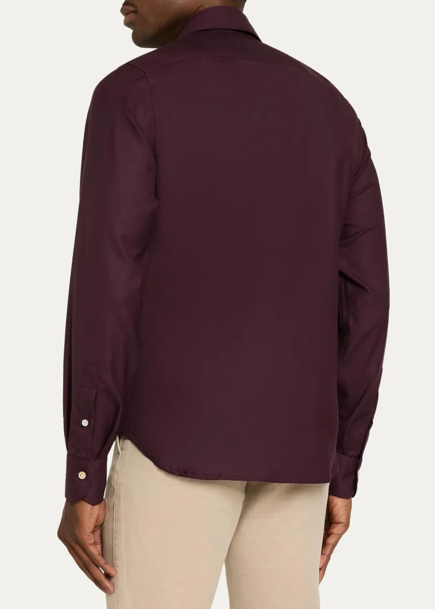 Kiton Men's Cashmere Flannel Button-Front Shirt | Thumbnail 3
