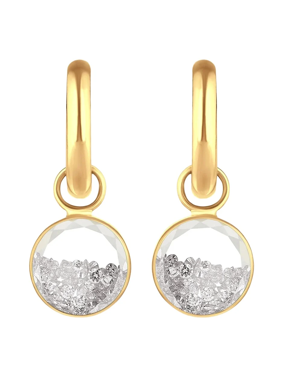 Diamond Shaker Huggie Earrings in 18k Gold