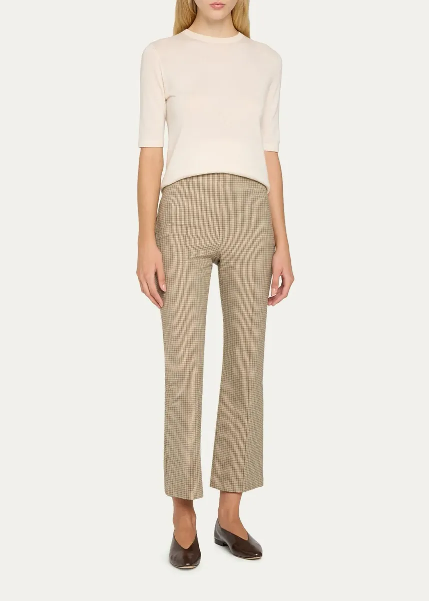 Vince Niki Plaid Mid-Rise Crop Flare Pants | Thumbnail 2