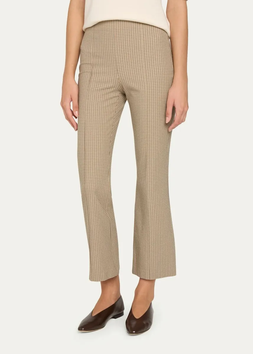 Vince Niki Plaid Mid-Rise Crop Flare Pants | Thumbnail 4