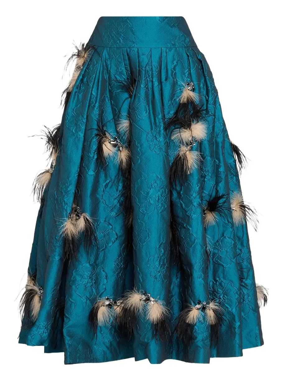 Angelique Embellished Cloque Midi Skirt Angelique Embellished Cloque Midi Skirt